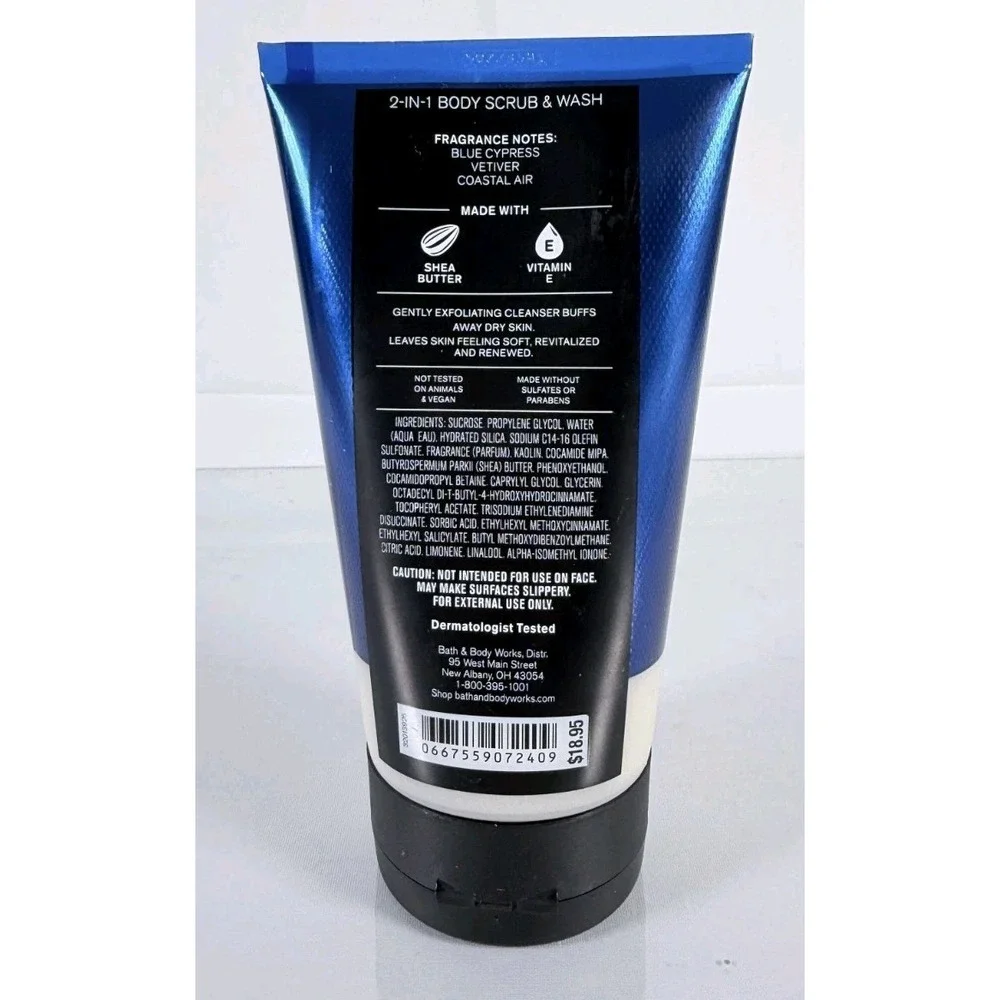1 New Bath & Body Works OCEAN MEN'S COLLECTION 2 in 1 Body Scrub & Wash 8oz